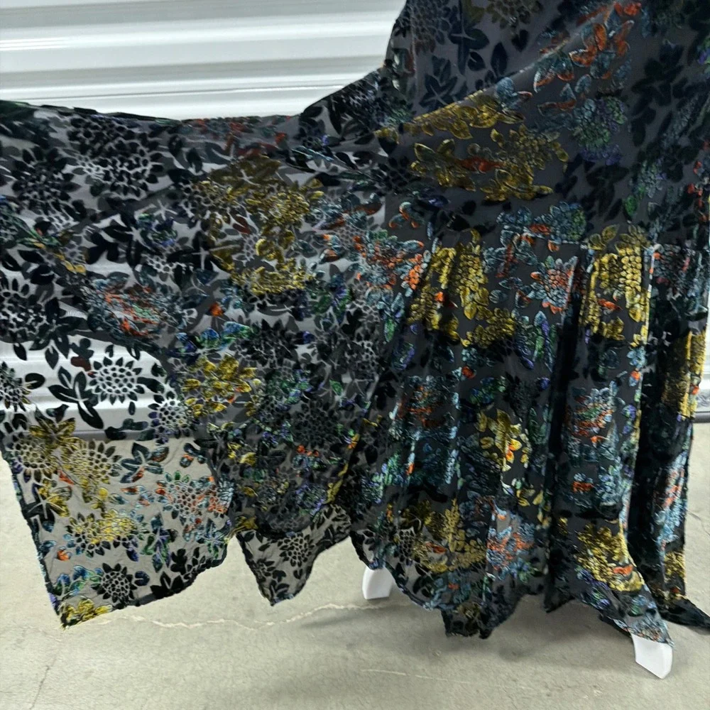 Vtg Newport News Velvet Burnout Maxi Dress Womens 10 Cowl Mermaid Witchy 90s y2k